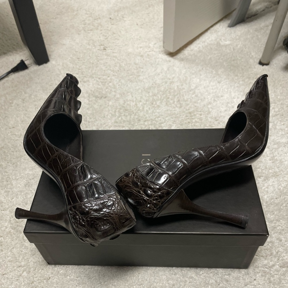 TOM FORD GUCCI CROC 🐊 hornback pump NWB 7.5 or 7 - Picture 14 of 16